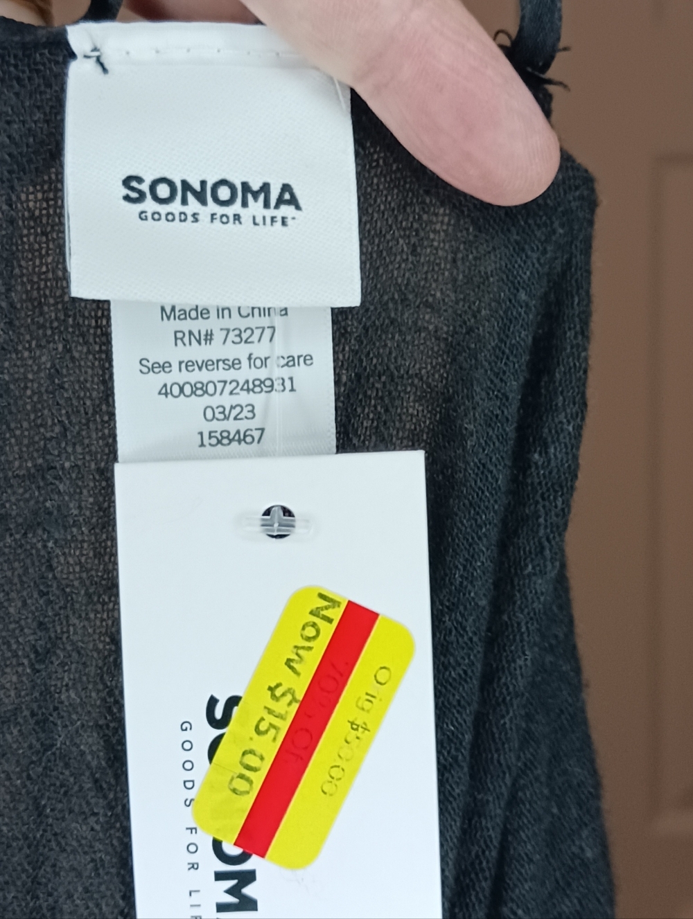 2/$20 - NWT Sonoma Black Swim Coverup One Size - Picture 2 of 3
